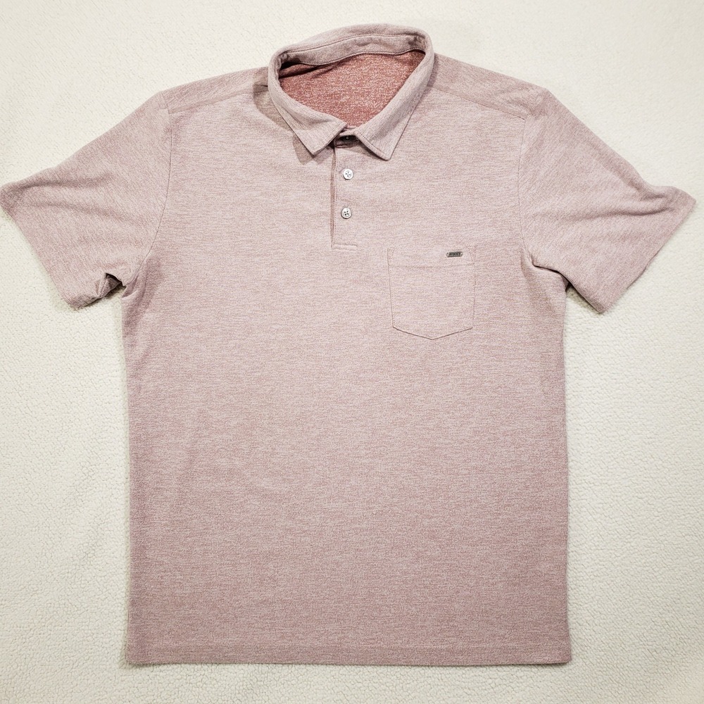 Vuori M Ace Polo Shirt Mens Medium Mauve Heathered Short Sleeve Performance